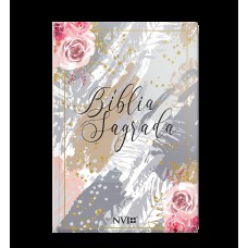 Bíblia NVI GG Semi Luxo - Flores Cinza