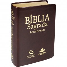 Bíblia Sagrada Letra Grande - Capa couro sintético marrom nobre