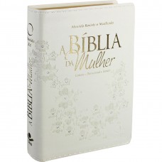 A Bíblia da Mulher - Couro sintético Branco com pedras Tamanho Médio