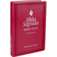 Bíblia Sagrada Letra Grande com Harpa Cristã - Capa couro sintético rosa escuro