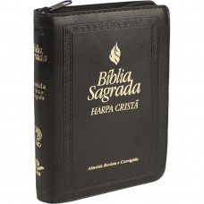 Bíblia Sagrada Letra Maior com Harpa Cristã e Fonte de Bênçãos - Capa Preta com zíper