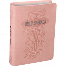 Bíblia Sagrada Letra Grande com índice digital - Capa couro sintético Rosa