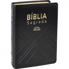 Bíblia Sagrada Letra Grande Índice Capa couro sintético preta