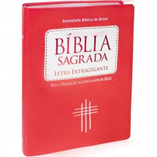 Bíblia Sagrada Letra Extragigante Índice Capa couro sintético pêssego