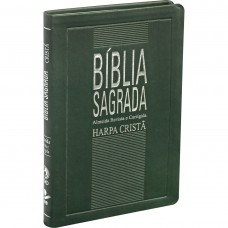 Bíblia Sagrada com Harpa Cristã - Capa de couro sintético verde