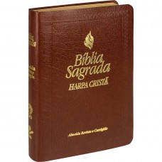 Bíblia Sagrada Letra Maior com Harpa Cristã e Fonte de Bênçãos - Capa Marrom claro