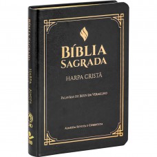 Bíblia Sagrada Letra Grande com Harpa Cristã - Capa em couro sintético, preta