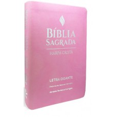 BIBLIA GRANDE HARPA CRISTA LUXO LETRA GIGANTE ROSA CLARO (ARC)