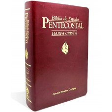 BIBLIA DE ESTUDO PENTECOSTAL MEDIA LUXO HARPA VINHO