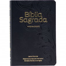 Bíblia Grande Harpa Cristã Luxo Letra Grande Floral Preta