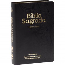 Bíblia Grande Harpa Cristã Luxo Letra Gigante Floral Preta