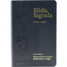Bíblia Grande Harpa Cristã Luxo Letra Grande Floral Ramos Preta