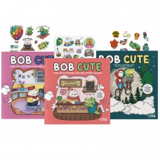 COMBO BOB CUTE - Kit com 3 Livros de colorir para todas as idades: acompanha adesivos e ilustrações originais fofas - papel 180gr