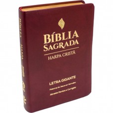 Bíblia Sagrada Letra Gigante, Edição com Letras Vermelhas e Harpa Cristã, Capa Sintética Vinho