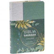 Bíblia Sagrada Letra Grande, Edição com Letras Vermelhas e Harpa Cristã, Capa Sintética Floral Verde