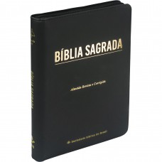 Bíblia Linha Ouro, letra Gigante, Capa Sintética Preta com Zíper, Edição com Letras Vermelhas