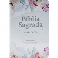 Bíblia Sagrada Letra Grande, Edição com Letras Vermelhas e Harpa Cristã, Capa Sintética Aquarela