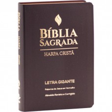 Bíblia Sagrada Letra Gigante, Edição com Letras Vermelhas e Harpa Cristã, Capa Semiflexível Marrom