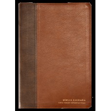 Bíblia NVI com Espaço para Anotações, Letra Grande, Couro soft, Dois tons de marrom, Leitura Perfeita
